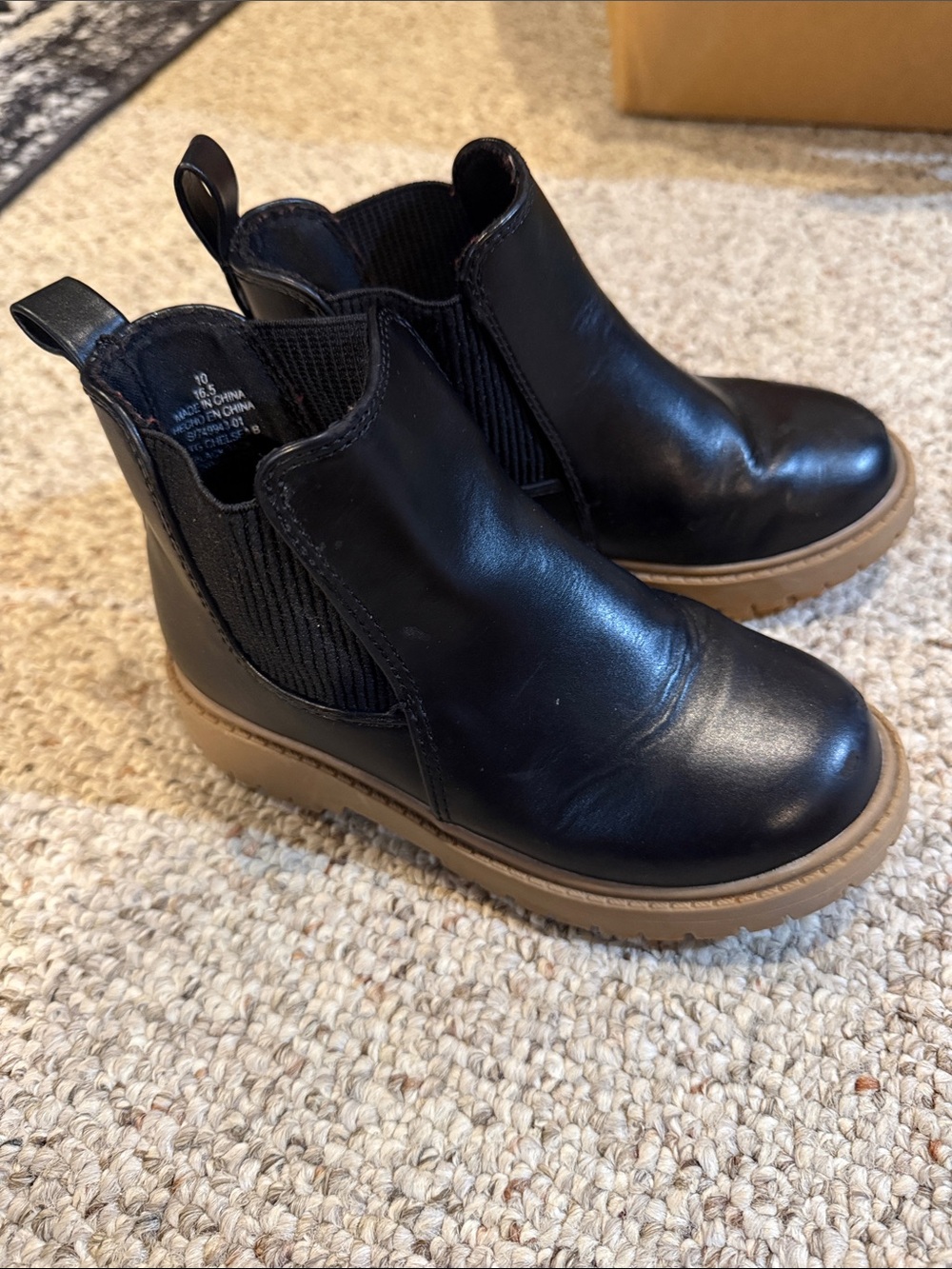 Old Navy Black Chelsea Boots with Tan Sole